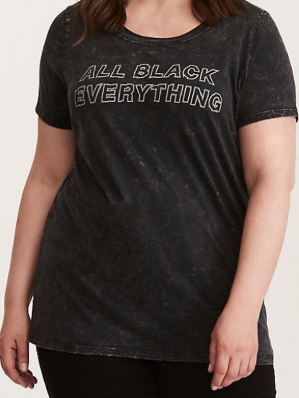 Torrid All Black Everything Black Washed Color Short Sleeve Graphic Tee Size 1X.